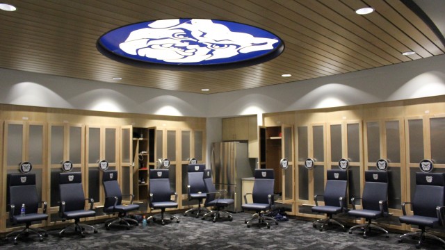 The men's basketball locker room. Photo by Amy Street
