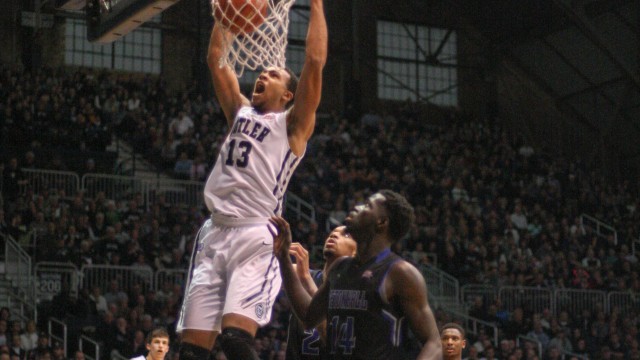 Freshman Jackson Davis dunks in a 77-57 win against Seton Hall Sunday.