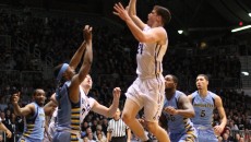 Junior Kellen Dunham rises for a shot during a 73-52 win over Marquette at Hinkle Fieldhouse Wednesday night.