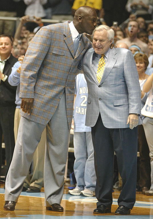 Michael Jordan (left), Dean Smith (right).