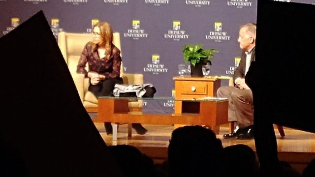 Butler students experience protests at DePauw during Jenna Fischer event