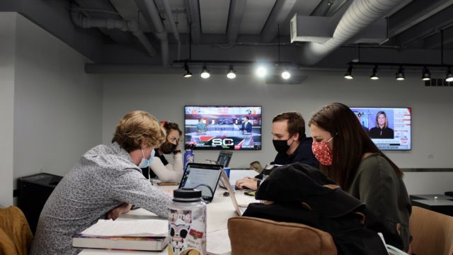 Zoom calls and Google Docs replace face to face communication for group projects to keep students safe