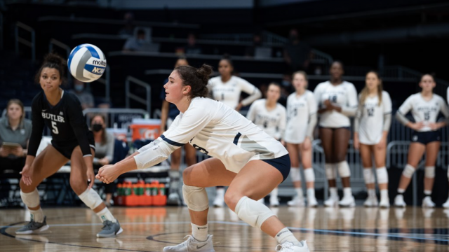 Butler Volleyball defeats Georgetown in four tight sets
