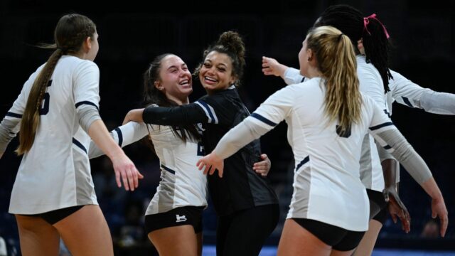 Butler volleyball defends the court at Hinkle