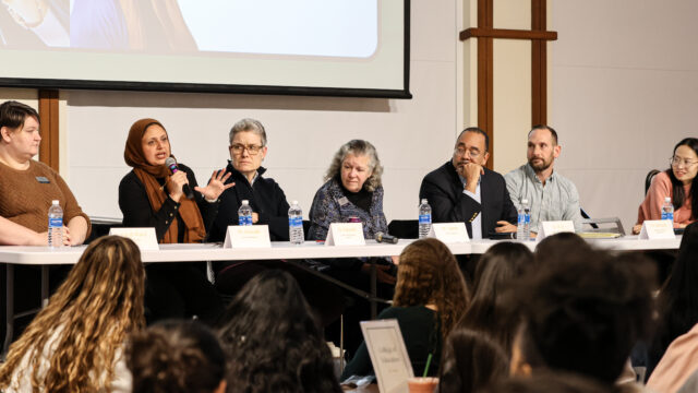 Students learn about the role of DEI faculty at a panel event
